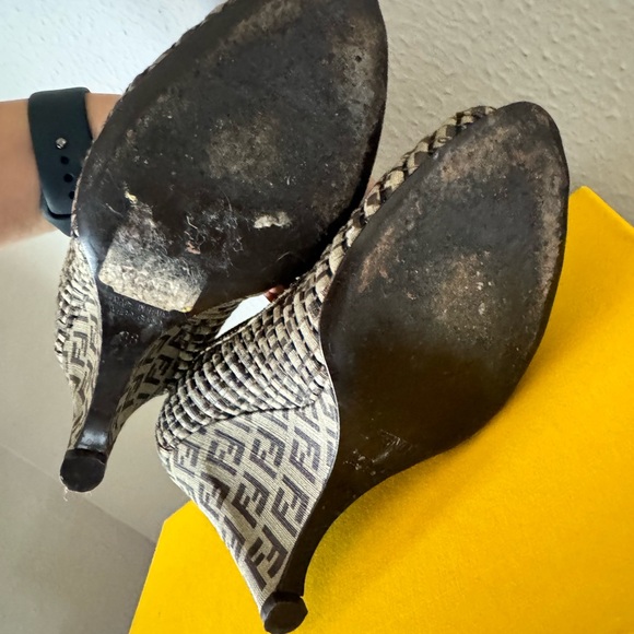 Fendi FF Zucchino Logo Wedges (Like New worn once perfect condition w box) Sz 8 - Picture 4 of 5